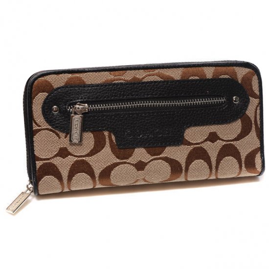 Coach Zip In Monogram Large Black Wallets DUJ | Women - Click Image to Close